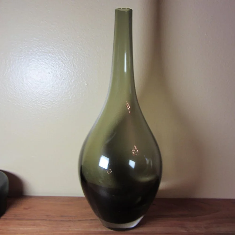 SALE* vintage Ikea salong MCM style grey smoked glass bubble vase (W4073)